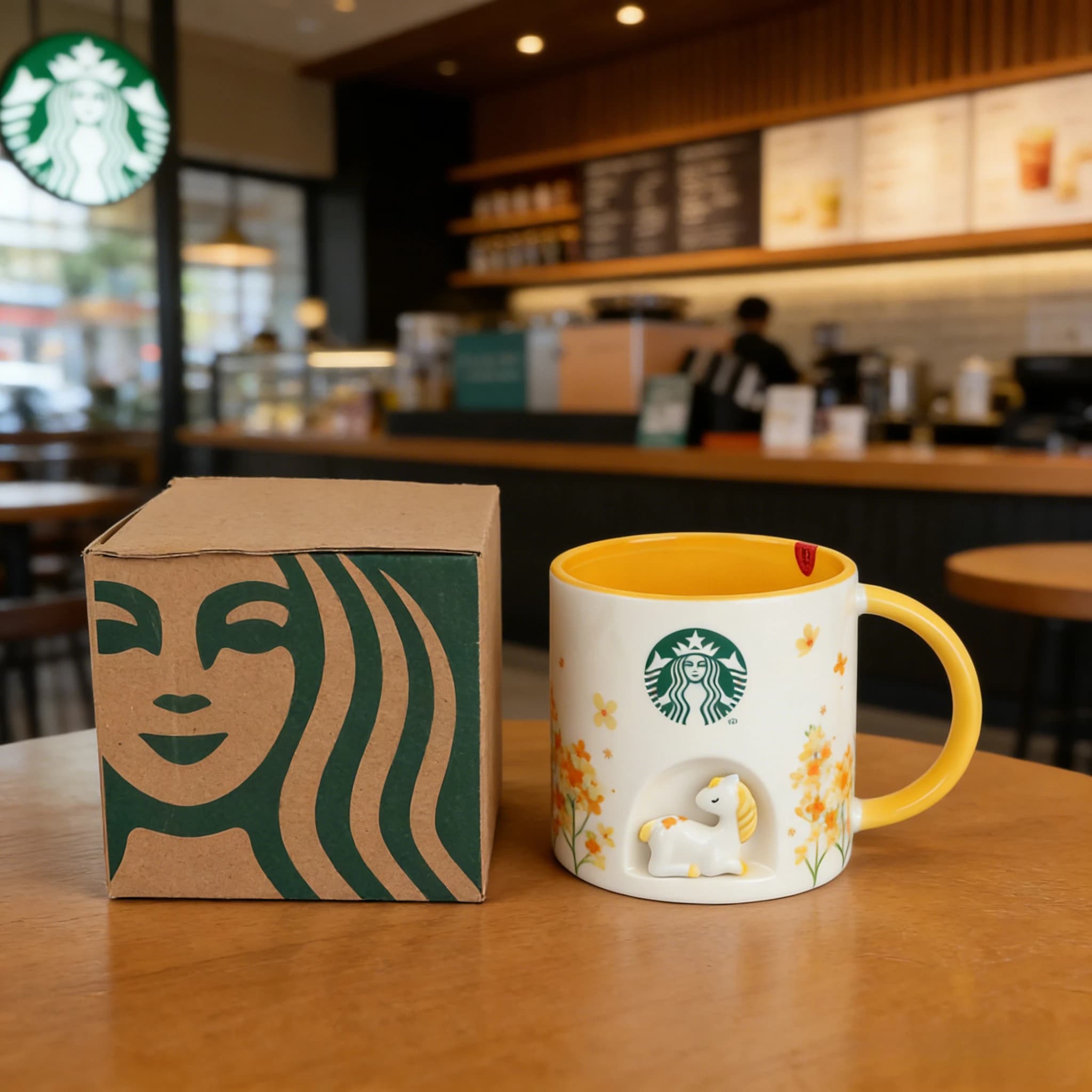 Tazza Classica Starbucks Little Yellow Horse con Cavallo in Rilievo, Tazza Multiuso per Casa e Uso Quotidiano