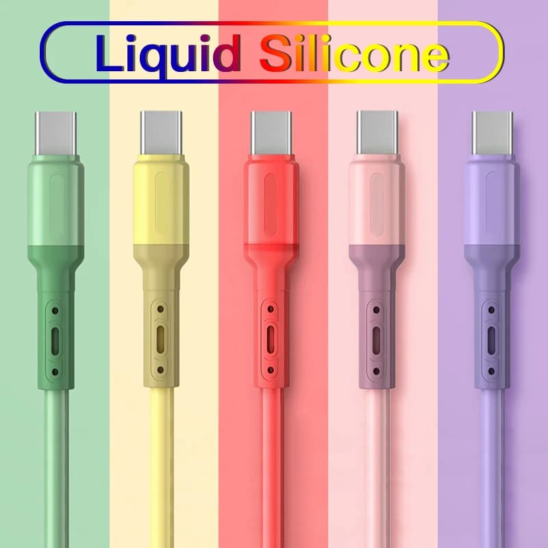 Quick charging USB C cable TIPO C Liquid Soft Silicone Data Cable for Huawei Xiaomi 1/1.5/2M USB-C Charger Cable for Cell Phone