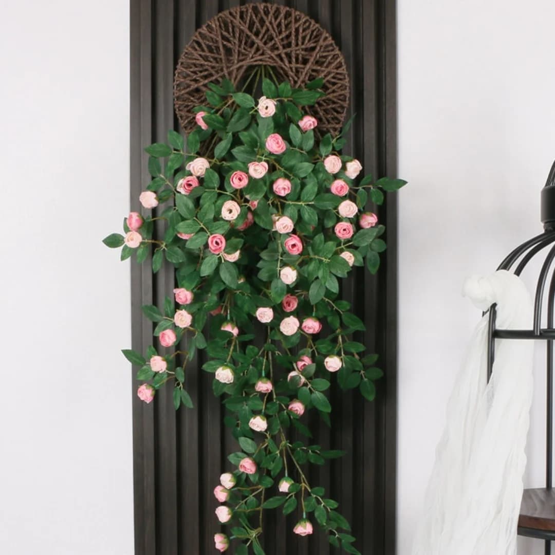 90cm Artificial Rose Vine Wall Hanging Flowers Home Decoration Fake Plants Vine Door Garland Wedding Arrangement Christmas Decor
