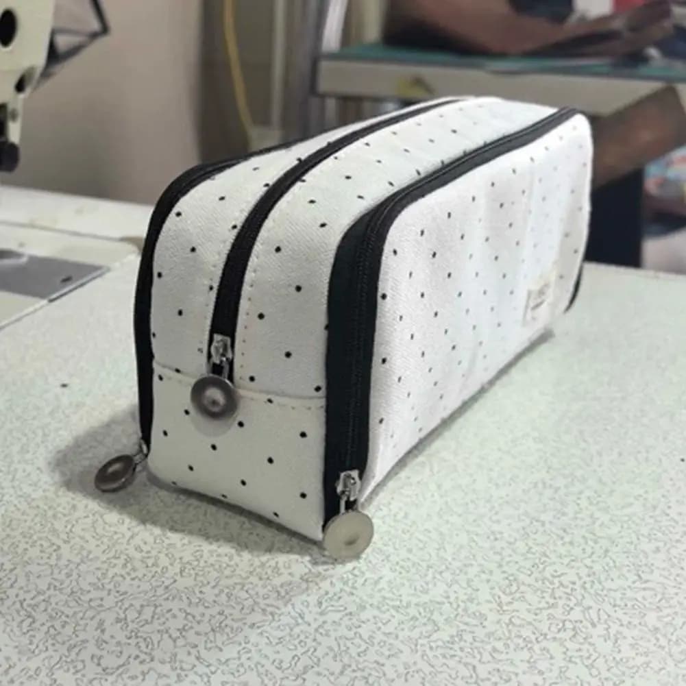 Causal Polka Dot Ita Bag Pencil Case Ins Style Large Capacity Organizer Portable Aesthetic Student Bag for Stationery Badges
