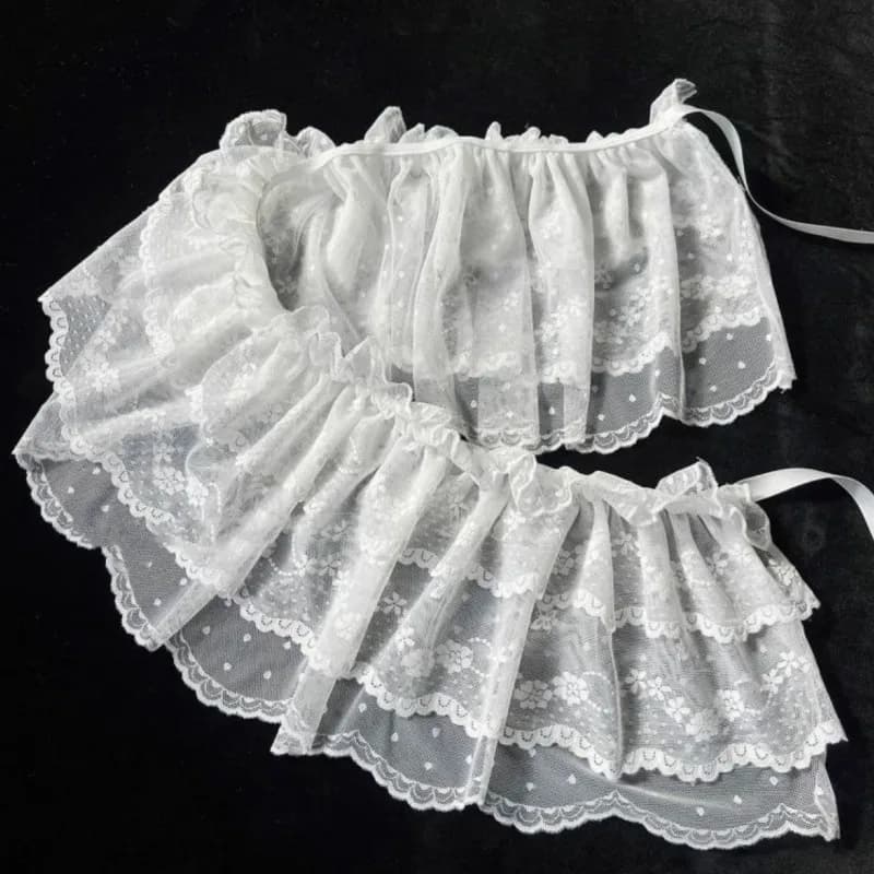Gonna peplo in rete di pizzo bianco Estate Donna Jeans Abbellimento Donna Y2K Minigonna a strati in pizzo coreano