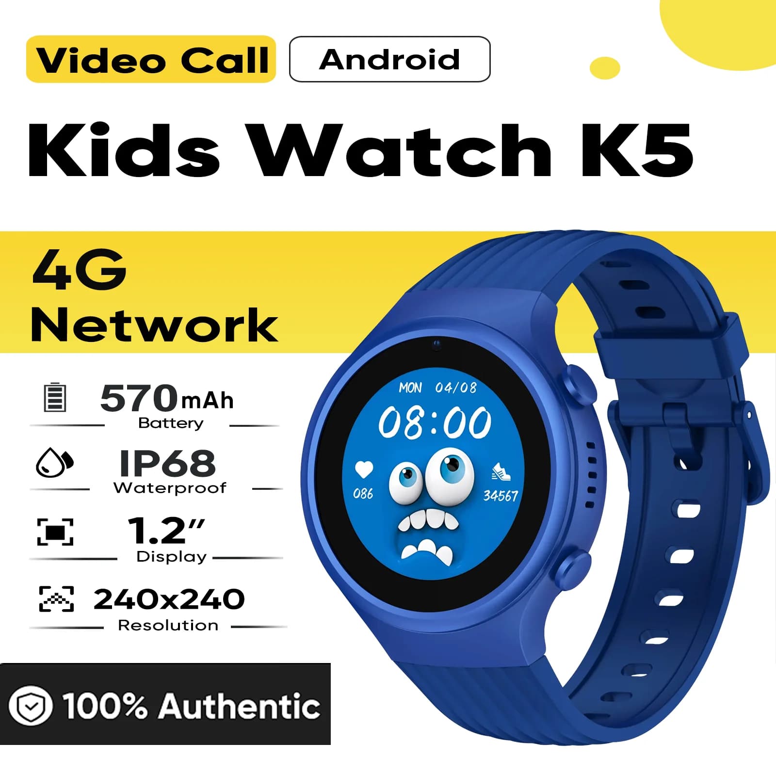 Original 4G Kids Watch K5 GPS Location Tracke Sim Card SmartWatch Camera Video Call Phone Watch Waterproof Watch Chidlren Gifts