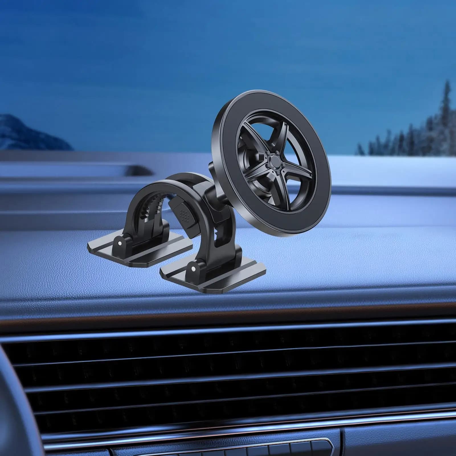 Supporto Magnetico per Telefono da Auto Pieghevole con Rotazione a 360°, Compatibile con la Maggior Parte degli Smartphone, per Cruscotto
