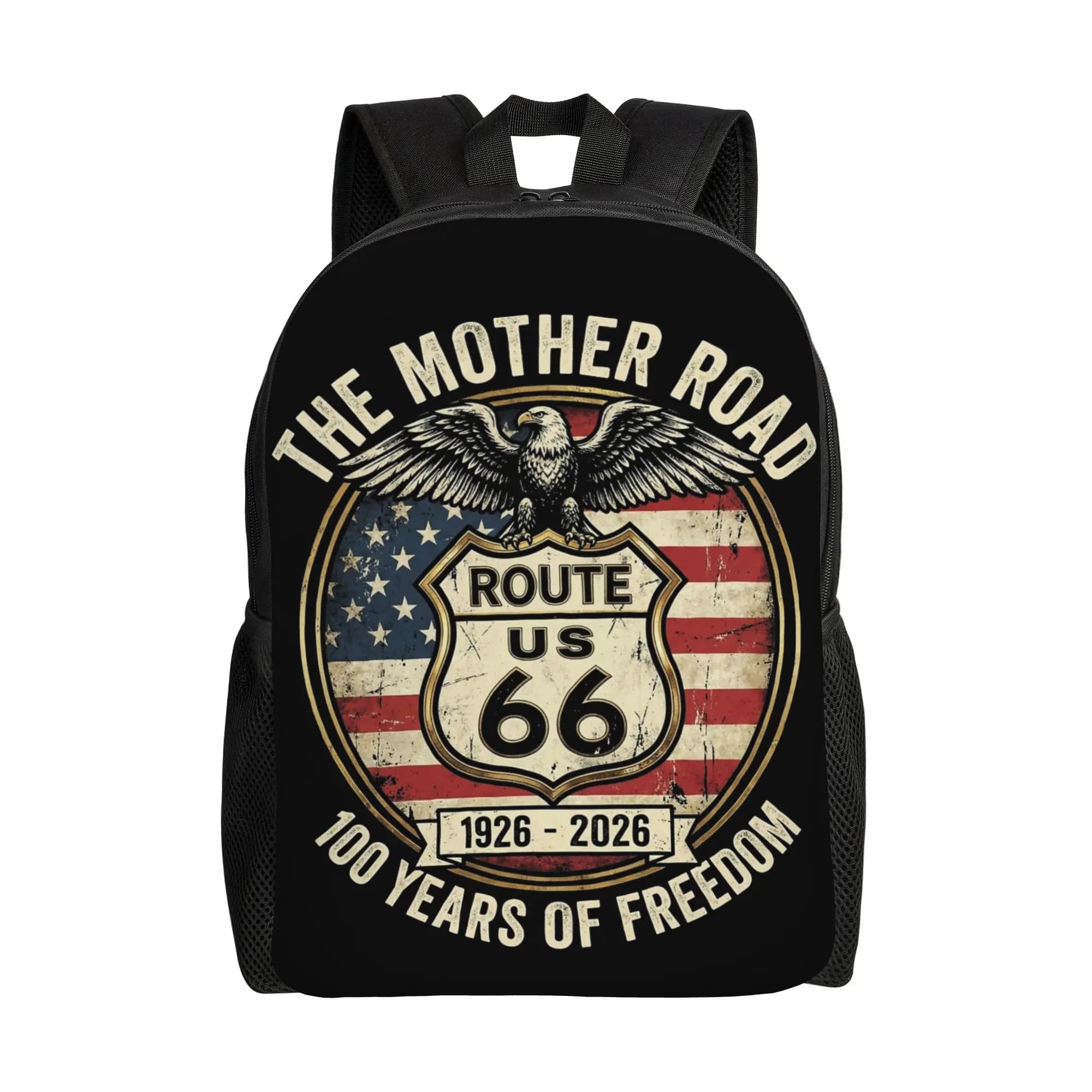Zaino Route-66 100 Years Centennial con tasca per la scuola, affari, Eagle The Mother Road, borsa a tracolla per laptop da uomo e donna