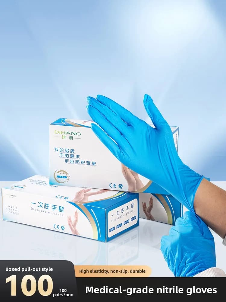 Guanti in Nitrile Monouso per Alimenti, Uso Domestico, in Lattice, per Cucina, Lavaggio Piatti, Protezione Durevole, Medici, Spessi, Impermeabili