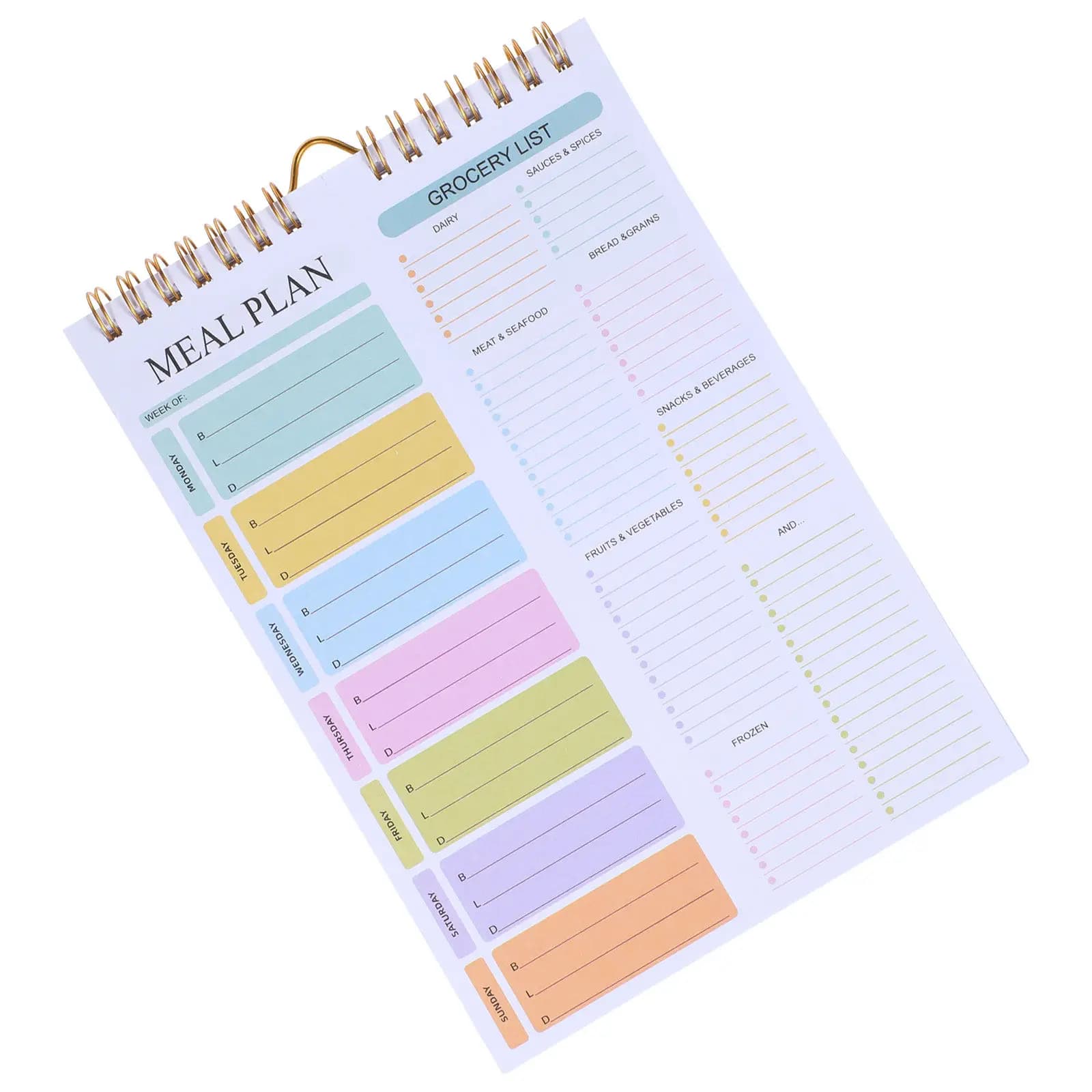 A5 Undated Weekly Meal Planner Notebook Spiral Bound with Tear-Off Grocery List Pages Menu Planner for Family Meal Prep and