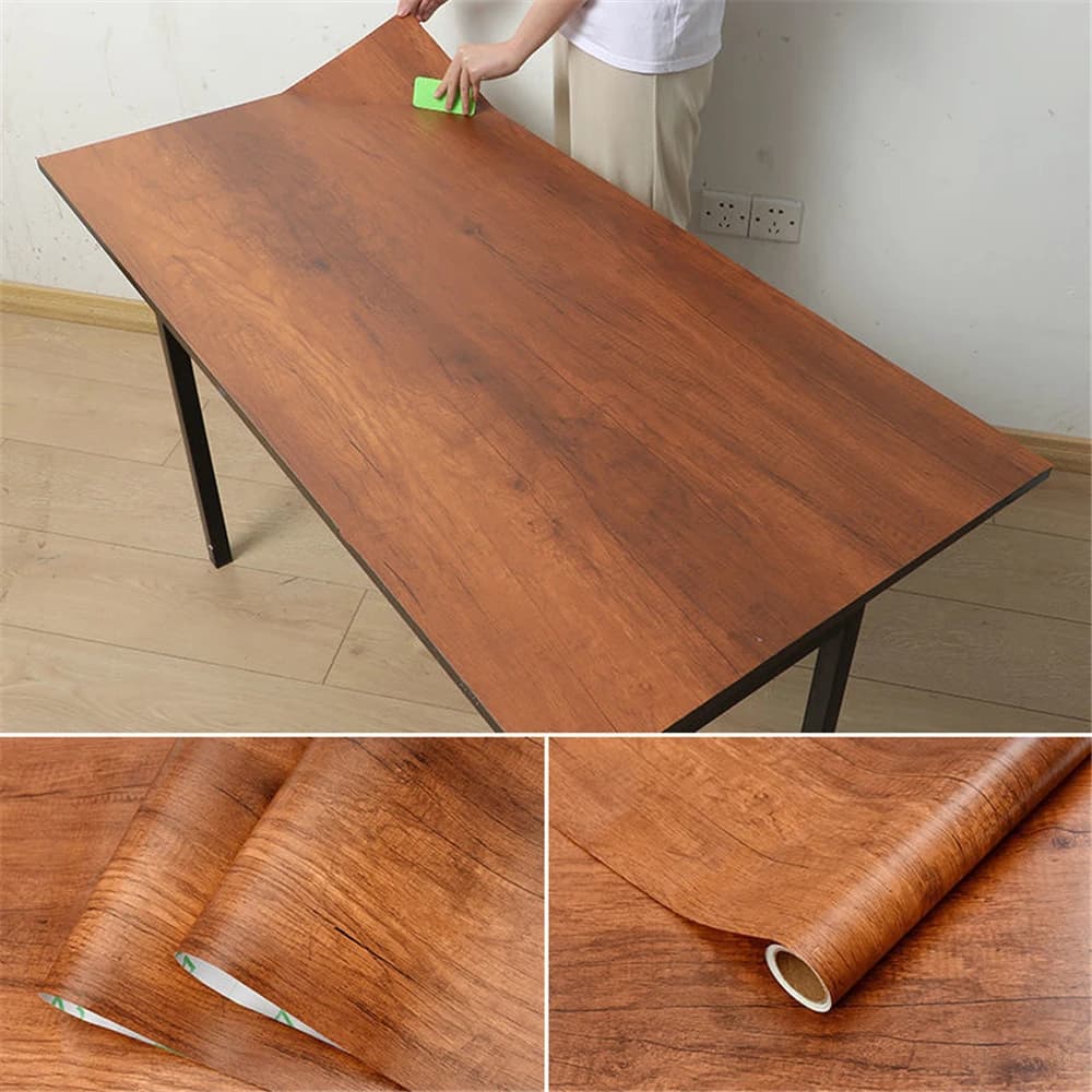 Carta da parati impermeabile autoadesiva in PVC da parete in rotolo Mobili Armadi Pellicola decorativa in vinile Adesivi con venature del legno per la decorazione domestica