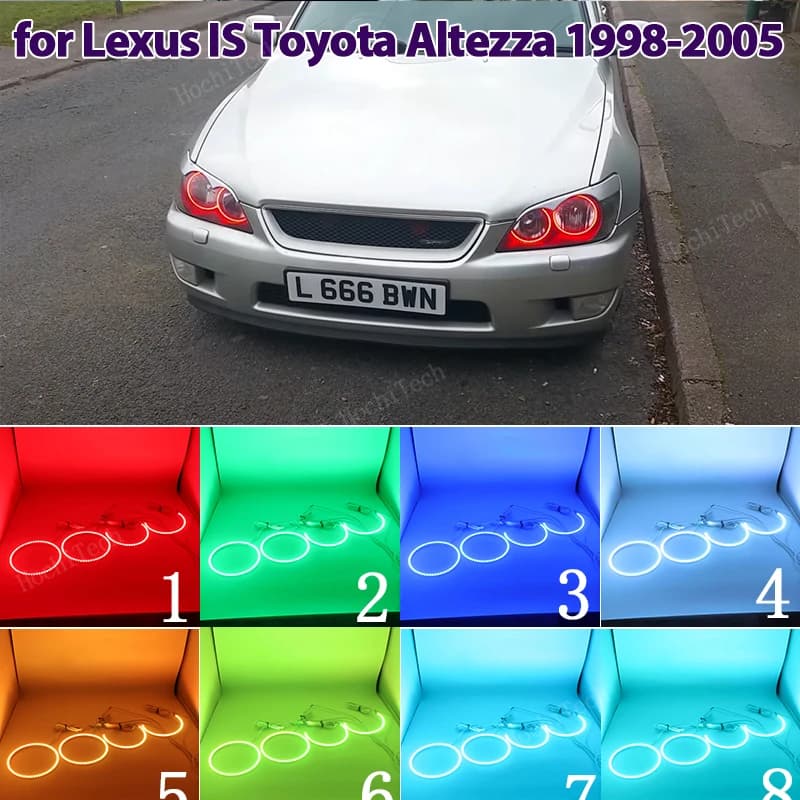 LED Angel Eyes Halo Ring RGB multicolore Lampada telecomando DRL per LEXUS IS200 IS300 1998-2005 per TOYOTA Altezza Gita (Giappone)