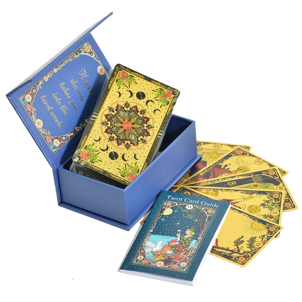 Nuova scatola blu Mandala Flower Tarocchi Set di carte Gioco da tavolo 12 * 7 cm Previsione Regalo di fascia alta impermeabile