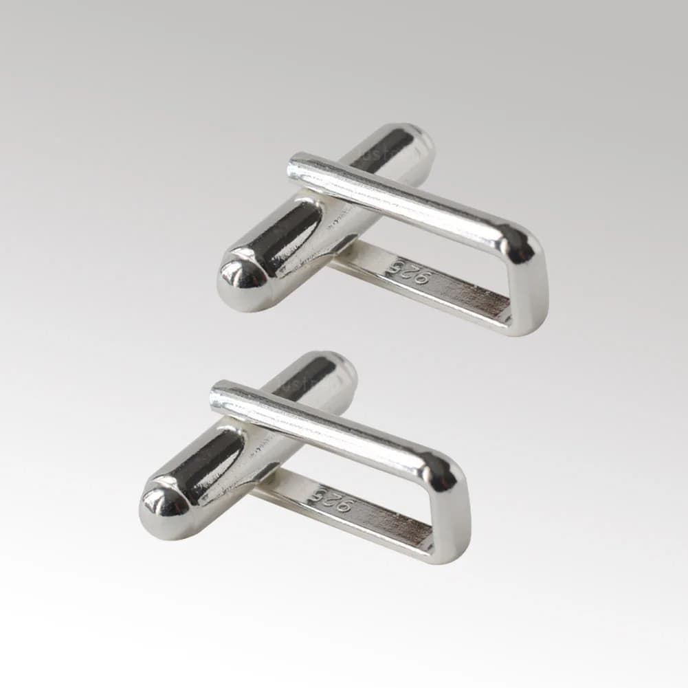 Base per Gemelli in Argento Sterling 925 Massiccio, Barra Rotonda con Braccio a U Assemblato, Componenti Fai-da-te