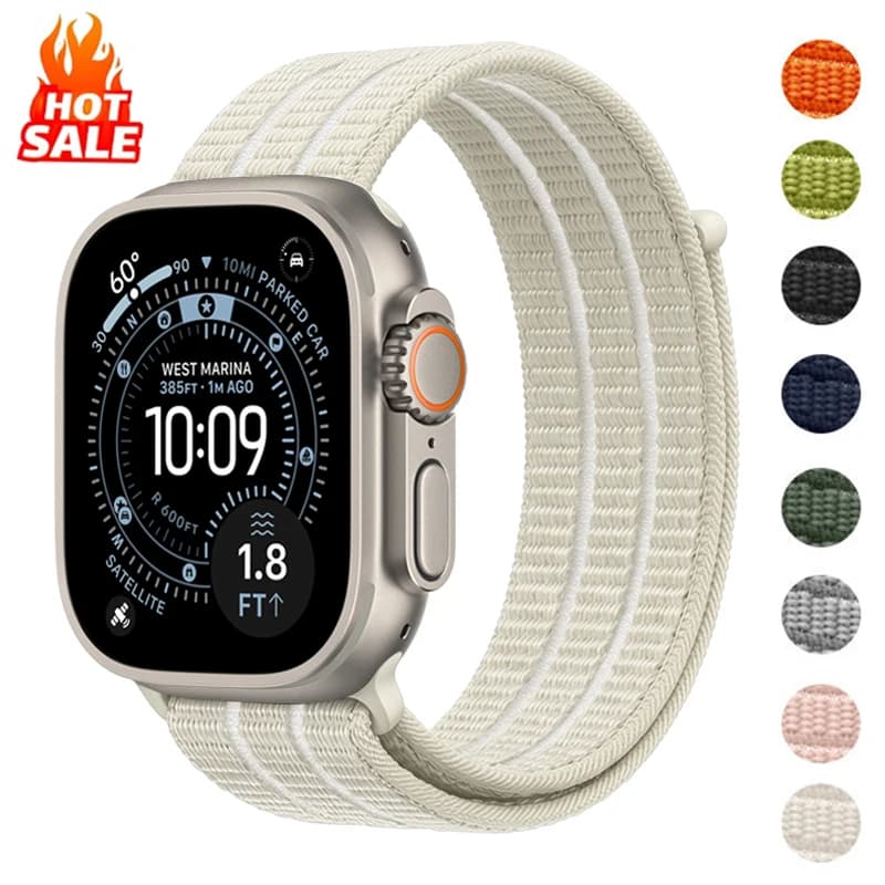 Cinturino Sportivo in Nylon Traspirante per Apple Watch Serie 10 SE 9 8 7 6, Compatibile con iWatch 46mm 42mm 44mm 45mm 41mm 40mm 49mm
