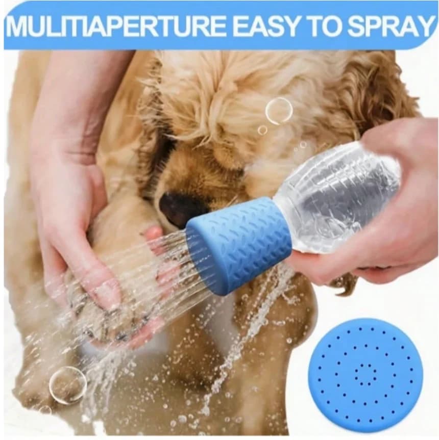 Silicone Pet Bottle Shower Sprayer Portable Dog Bathing Washer Nozzle Adapter For Water Bottle Multifunctional Pet Foot Washing