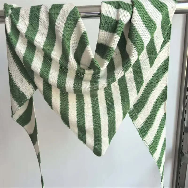 1 Pezzo Nuova Sciarpa da Donna, Sciarpa a Triangolo Morbida e Calda Lavorata a Maglia a Righe, Stile Classico a Righe, Resiliente, di Marca alla Moda