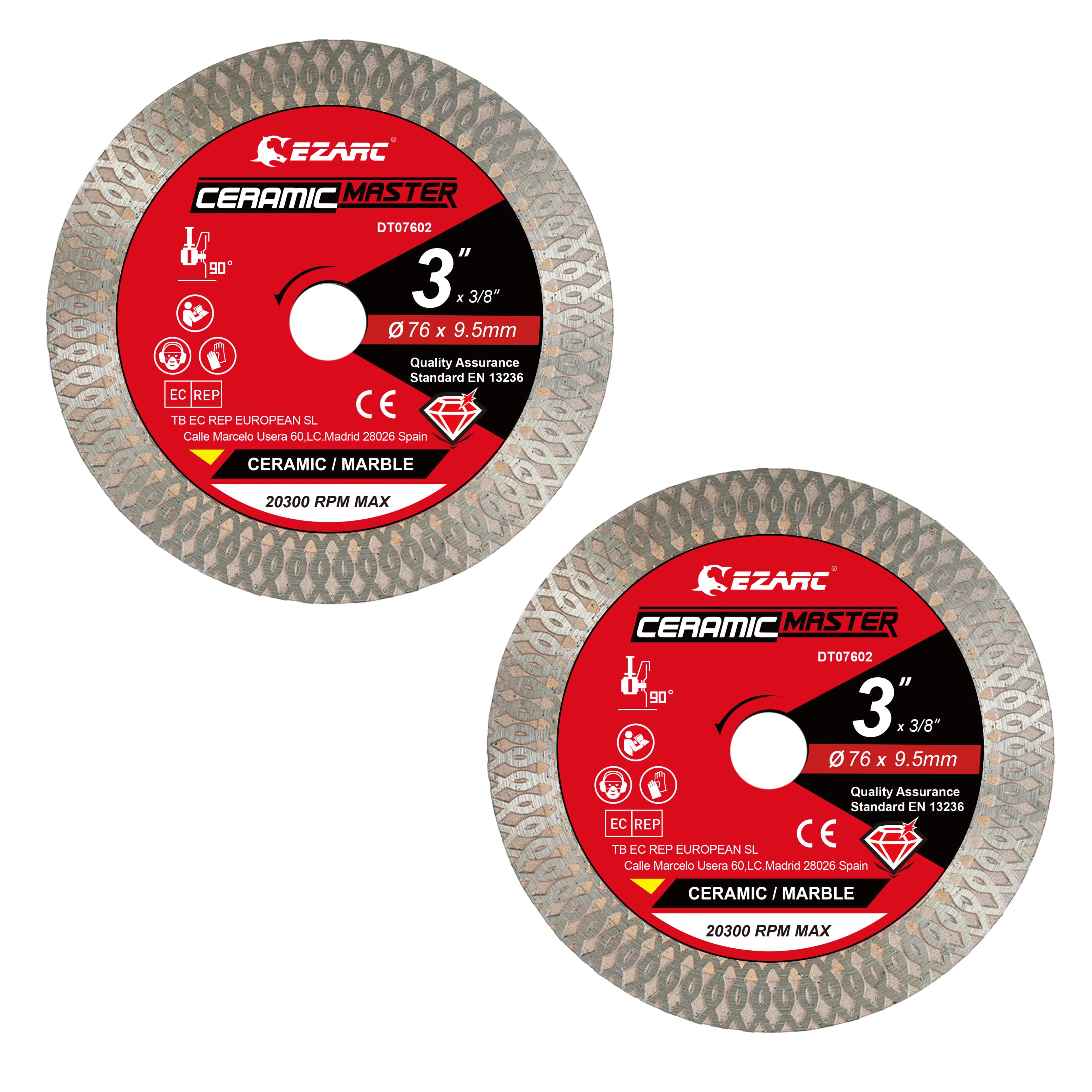 EZARC Lame diamantate super sottili da 3 pollici, 2 lame per piastrelle, lame per sega diamantate, per taglio liscio, ceramica, granito, marmo, porcellana