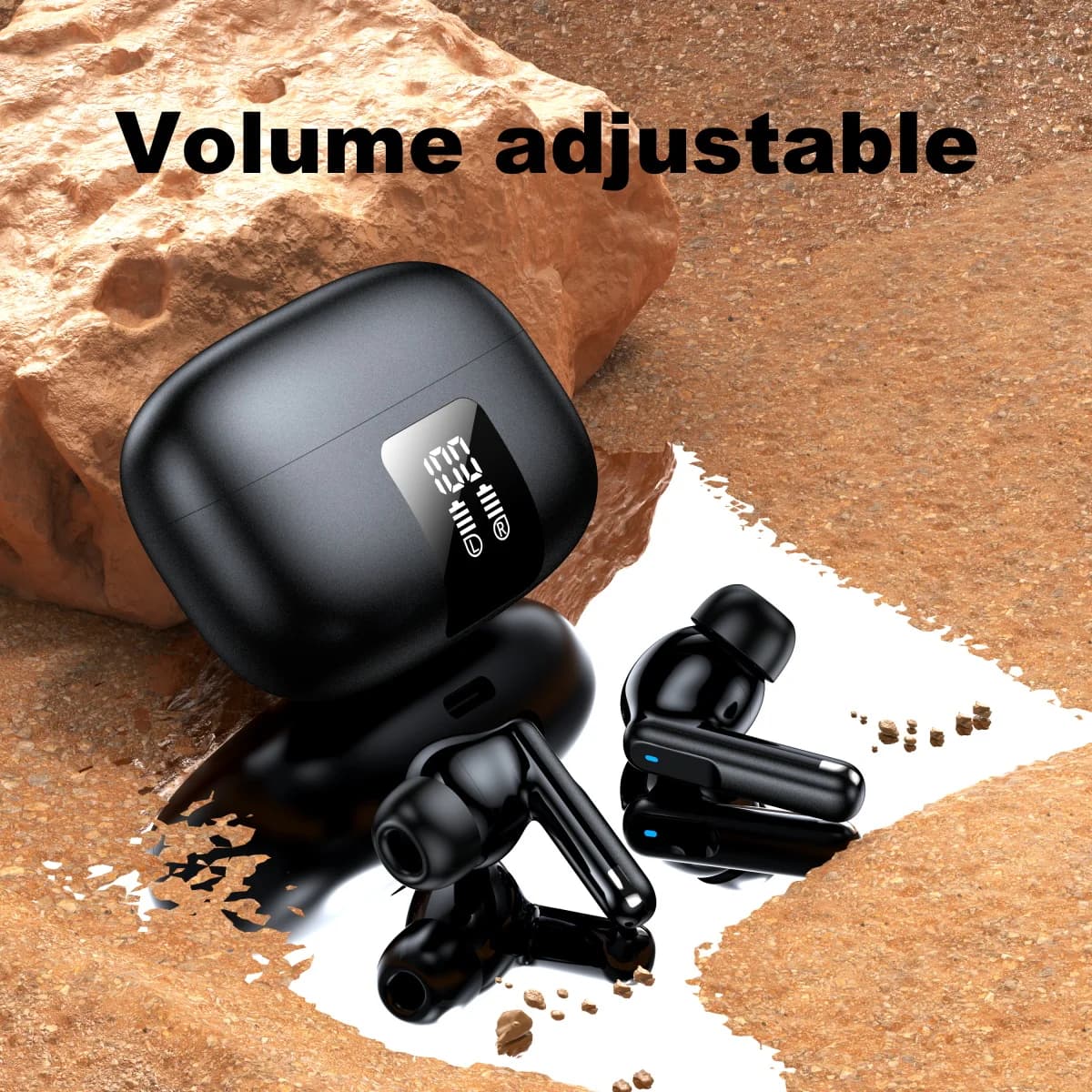Bluetooth ANC Headphones Active Noise Cancellation Wireless Headphones Bluetooth 5.3 Tws with LED display for Android IOS
