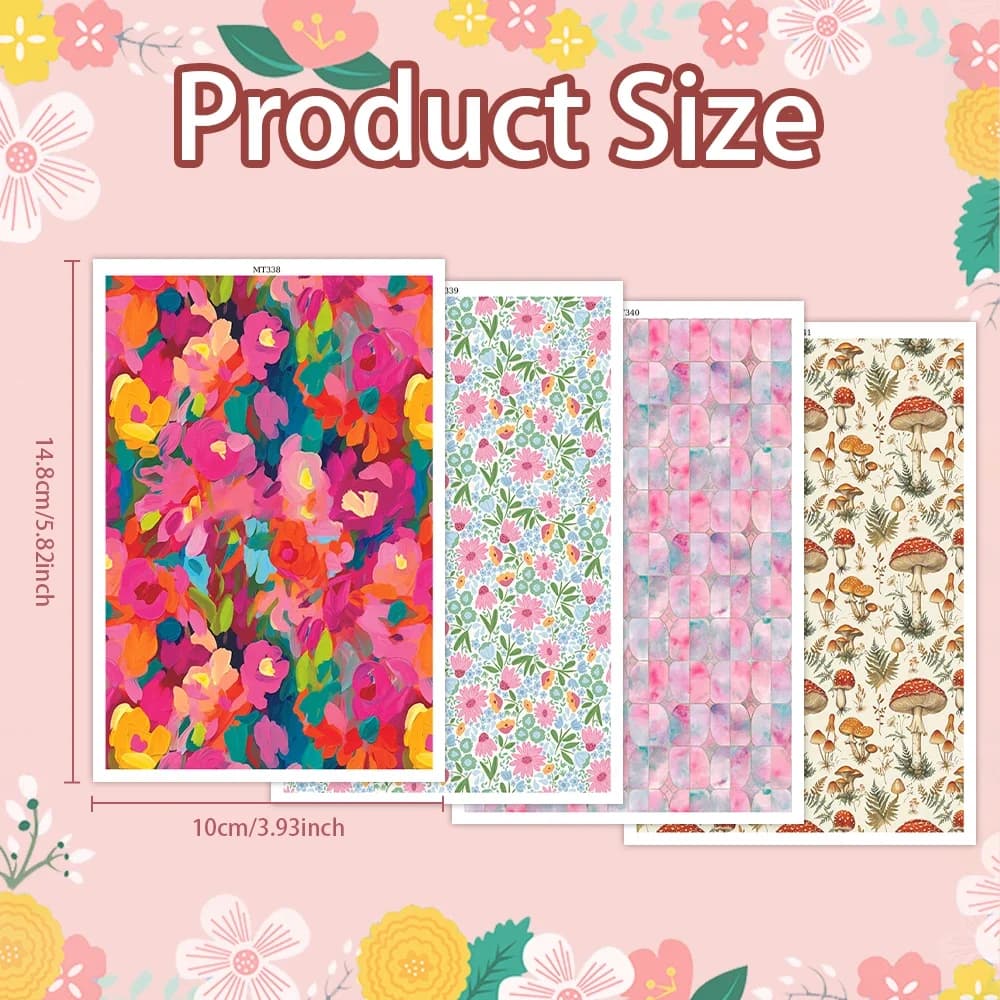 Fiori colorati Pianta modello dipinto Argilla polimerica Trasferimento di acquerello Carta Orecchino Gioielli Ceramica Adesivi solubili in acqua fai da te