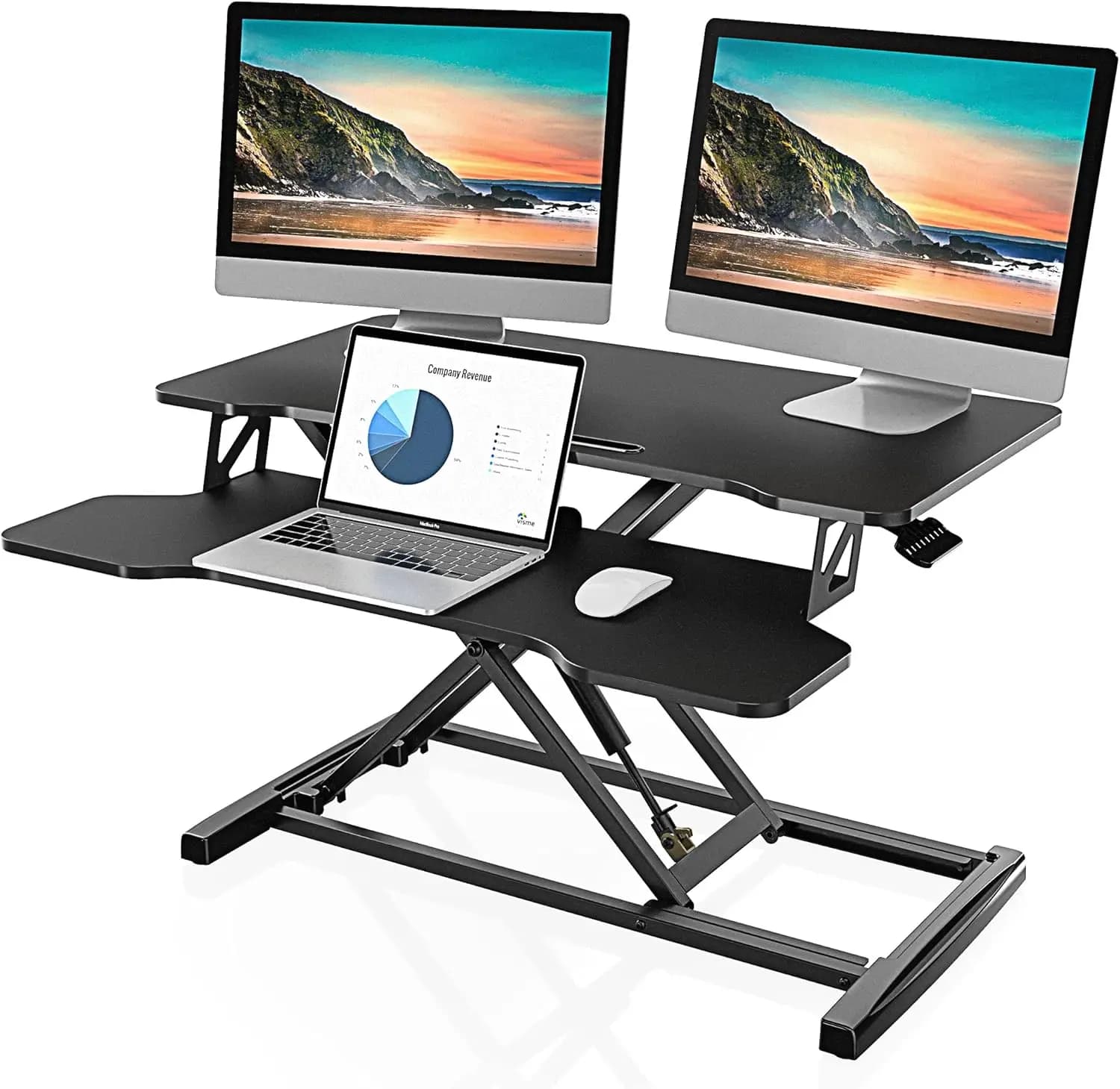 Adjustable Desk Converter in Height, 32 Inch Work Desk for Double Monitor and Laptop