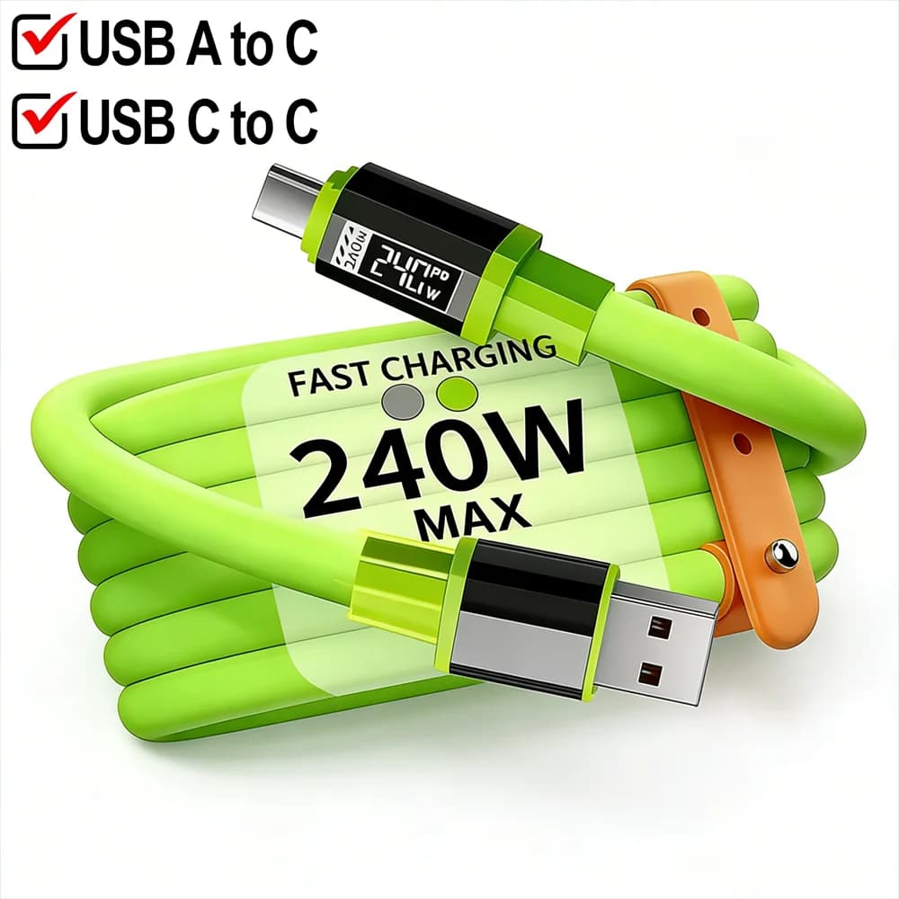 240W USB-C Fast Charging Cable USB A to C & USB C to C Quick Charge Cord PD Date Wire For iPhone Samsung Xiaomi Huawei OPPO VIVO