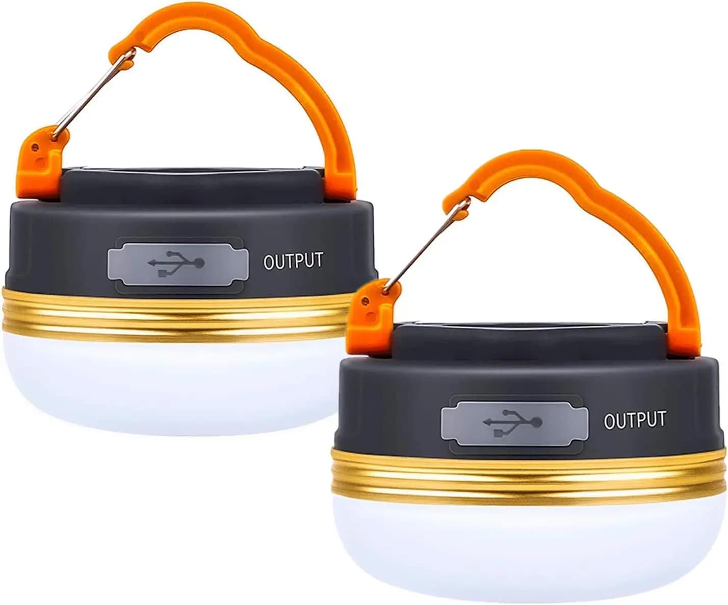 Lanterna da Campeggio LED Ricaricabile 300LM 3 Modalità 1800mAh Power Bank Base Magnetica Portatile per Campeggio Escursionismo Pesca Emergenza Confezione da 2