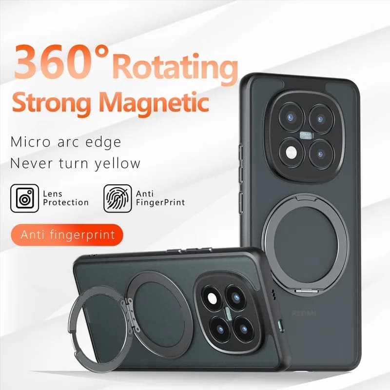 360° Rotating Ring Stand Magnetic Case For Xiaomi Poco M8 Pro F6 F7 Ultra X6 X7 X8 Pro Max Shockproof Matte Bracket Cover Capa
