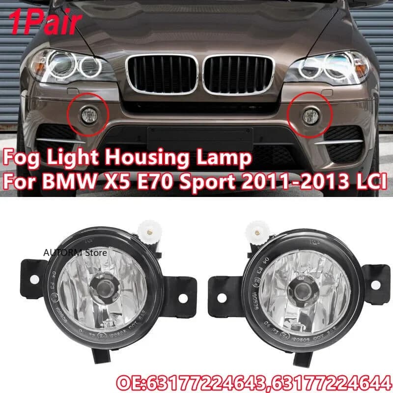 Pair of fog for BMW X5 E70 Sport package 2011 2012 2013 LCI fendinebbia lamp housing 63177224643 63177224644