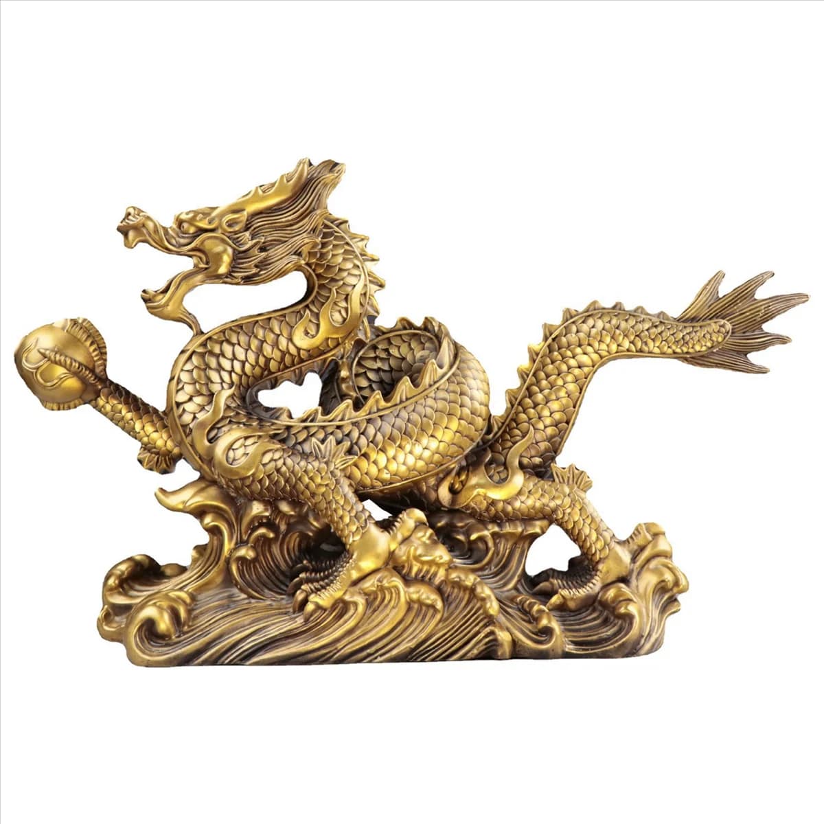 MLGB Ottone Cinese Feng Shui Drago Statua Scultura Home Office Ornamenti da tavolo per la ricchezza e il successo Buoni regali fortunati