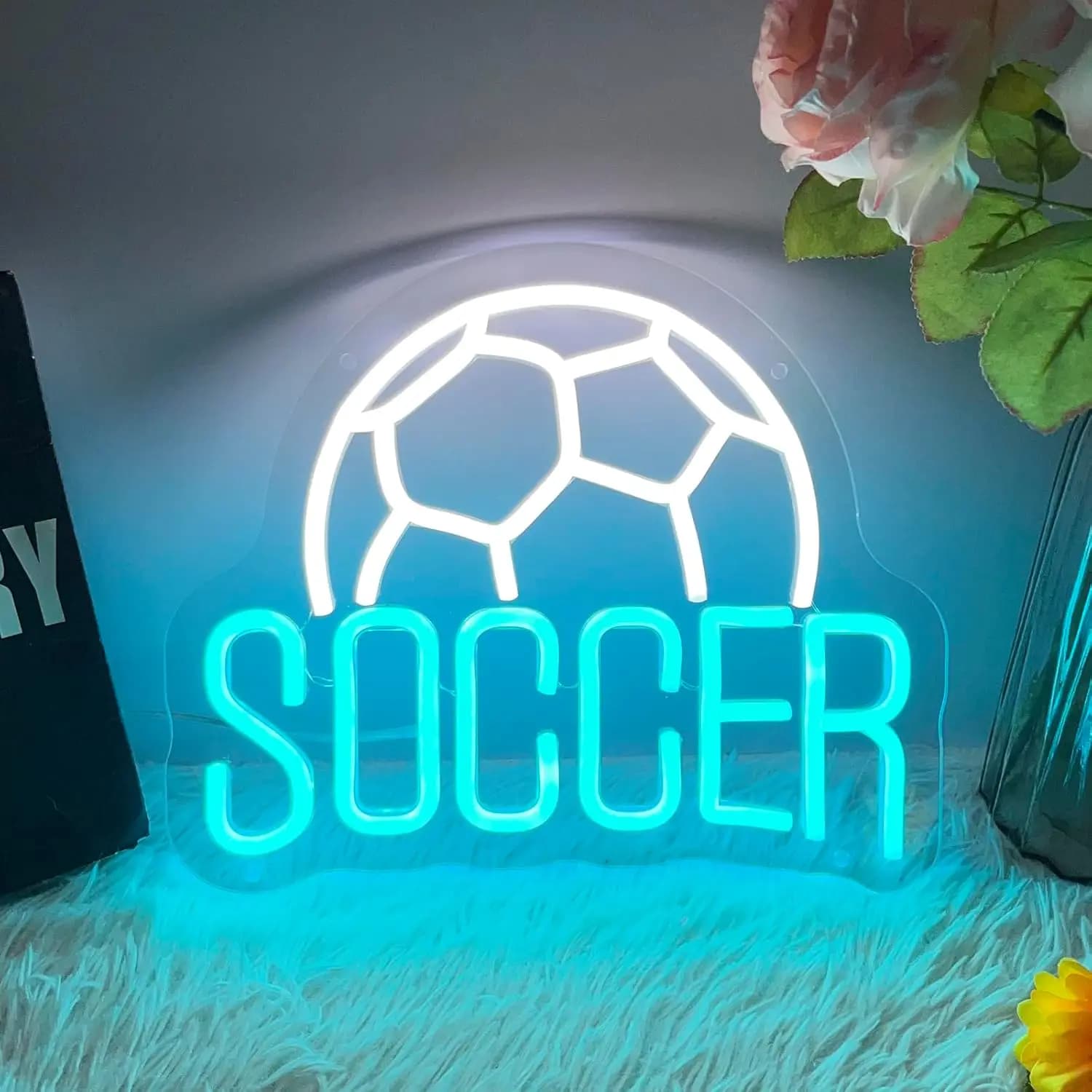 Insegna al neon da calcio Luci al neon dimmerabili per camera da letto Sala giochi Uomo Grotta Sport Club Decorazioni per feste Estetica Disegna regali di compleanno
