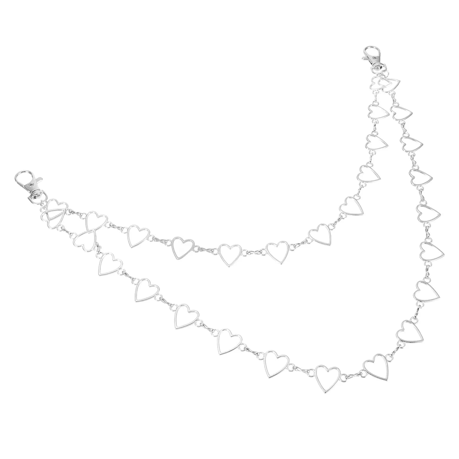 1Pcs Stylish Body Chain Vintage Hollow Alloy Jeans Chain Multilayer Peach Heart Design for Casual Punk Hip-Hop Lovers