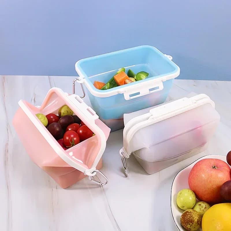 Premium Reusable Food Preservation Bags for Silicone Travel Containers for Sealed Lunch Bags for Food Use Microwave Safe