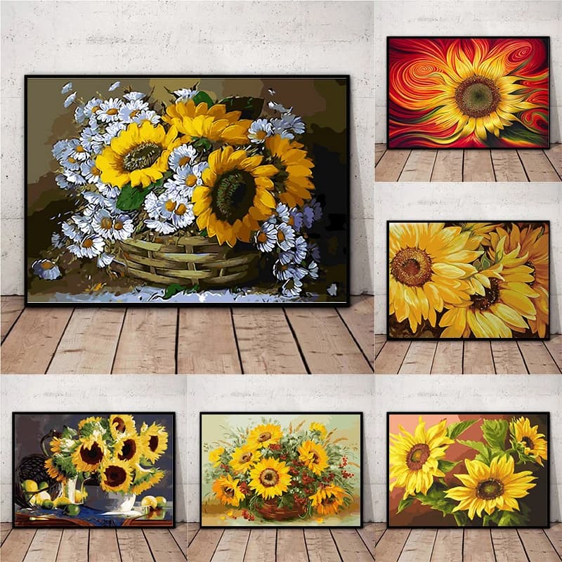 Painting on canvas Abstract Modern House Wall Art Image Flowers Posters and prints for living room Without frame