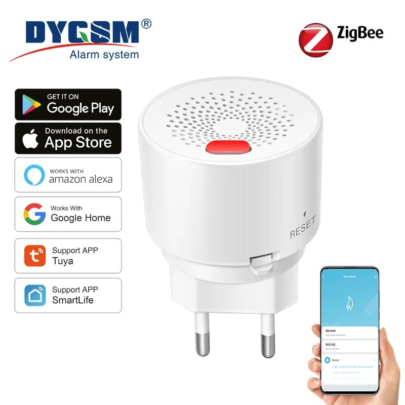 Tuya Smart Zigbee Sensore di Gas Naturale Combustibile Per Uso Domestico GPL Rilevatore di Allarme Perdite di Gas 70dB Suono APP di Controllo Hai bisogno di Zigbee Hub