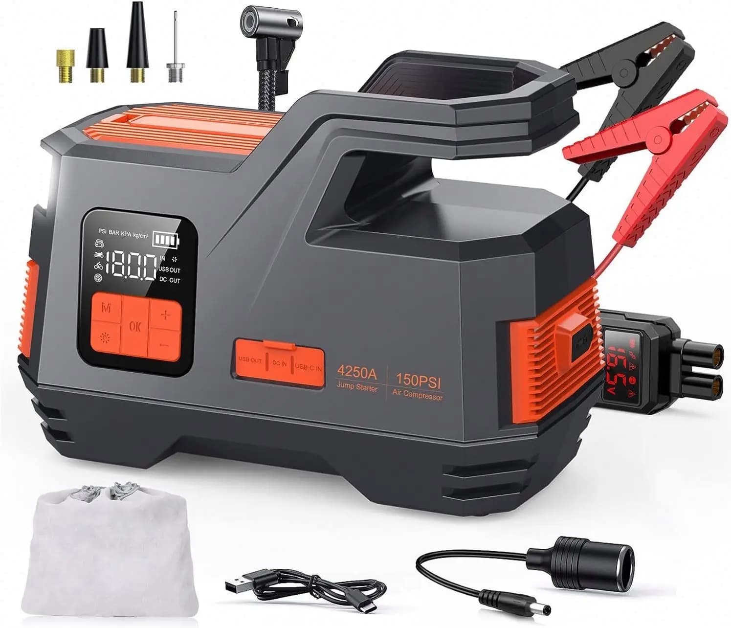 Avviatore di emergenza digitale 2025 4250A 26800mAh con compressore d'aria per dispositivo di avviamento di emergenza per auto per palla per pneumatici per auto