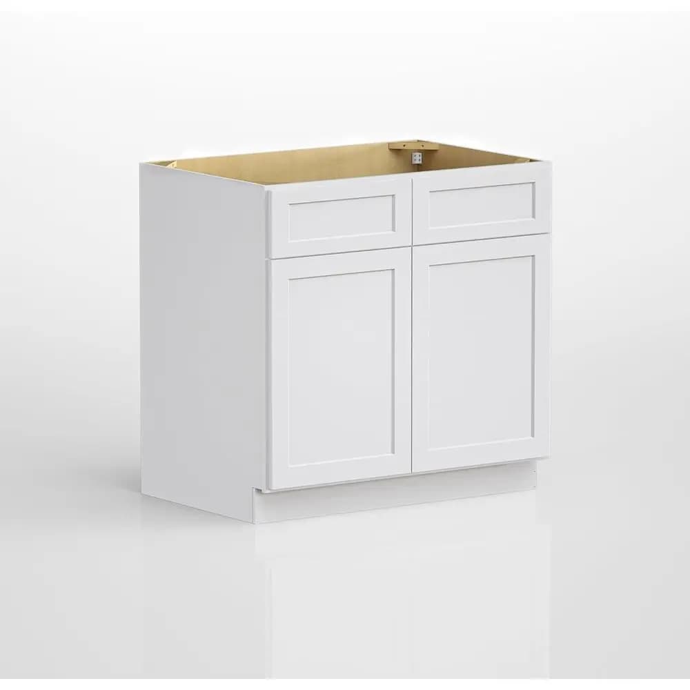 Mobile da Cucina RTA Stile Shaker Bianco con 2 Ante e Cassetti, in Compensato, con Cerniere a Chiusura Morbida