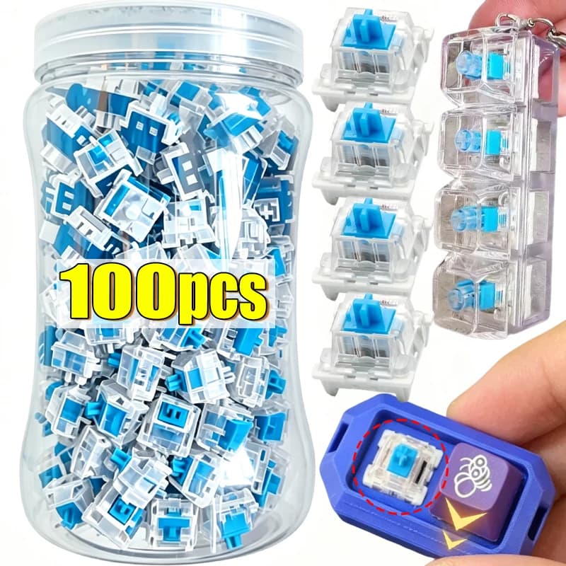 100pcs KeyBoard Mechanical Switch DIY 3D Print Click Button Keycap Parts Emit Light Handmade Parts Fidget Accessories Wholesale