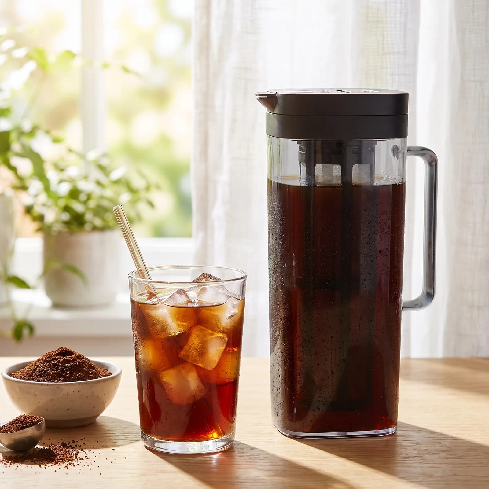 2L Cold Brew Coffee Pitcher Airtight Leak Proof Plastic Ice Coffee Maker with Fine Mesh Filter High-capacity Water Bottle Teapot
