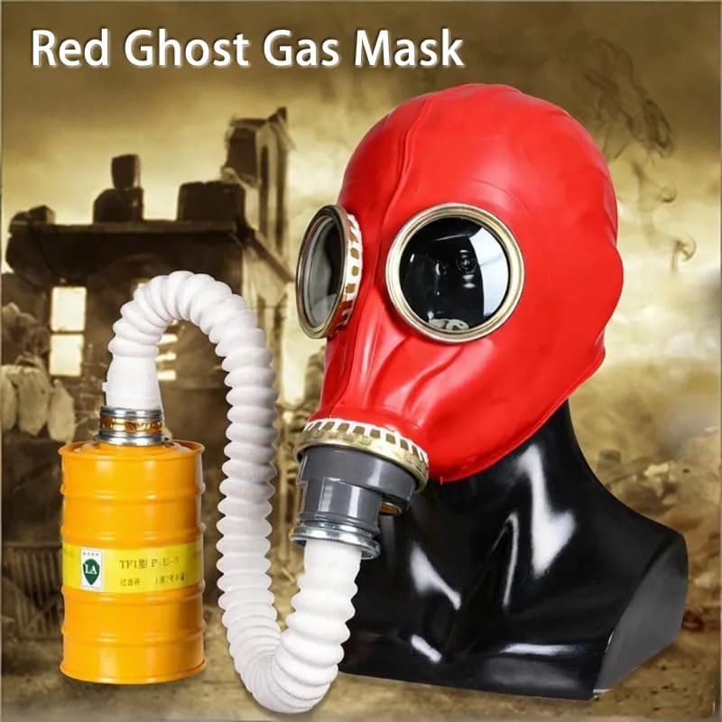 Maschera antigas multifunzione a testa intera Cappuccio per respiratore Maschera chimica in gomma per dipingere pesticidi spray Oggetti di scena per decorazioni di Halloween