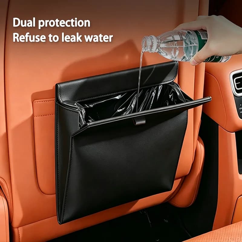 Car Garbage Bag Magnetic Adsorption Trash Can Seat Back Hanging Storage Pocket for Hyundai Sonata Elantra Tucson N Line Veloster