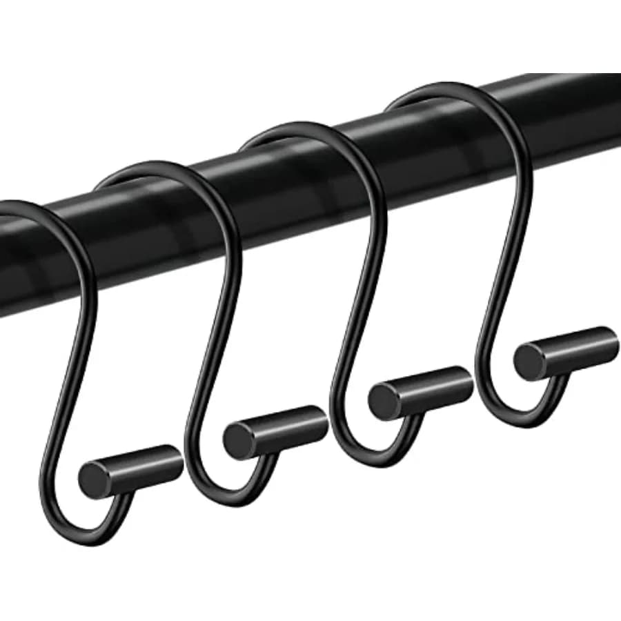 Shower Curtain Hooks Rings, Set of 24 Rustproof Metal Shower Hooks for Shower Curtain, S Shaped Shower Curtain Rings for Bathro