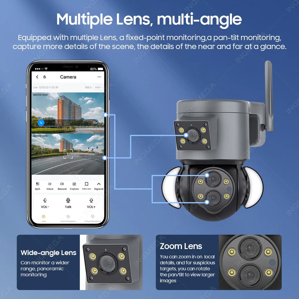 4MP UHD 10X Zoom Doppia Lente Telecamera IP Proiettore Collegamento Allarme Full Color AI Rilevazione Umanoide Sicurezza CCTV Baby Monitor