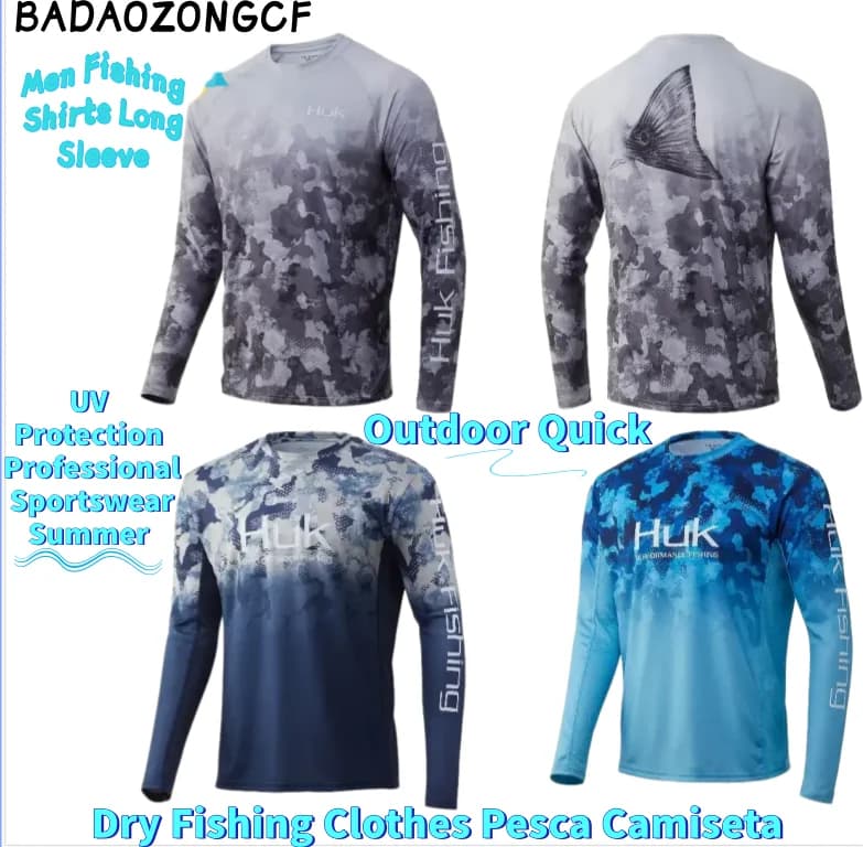 Men Fishing Shirts Long Sleeve UV Protection Professional Sportswear Summer Outdoor Quick Dry Fishing Clothes Pesca Camiseta