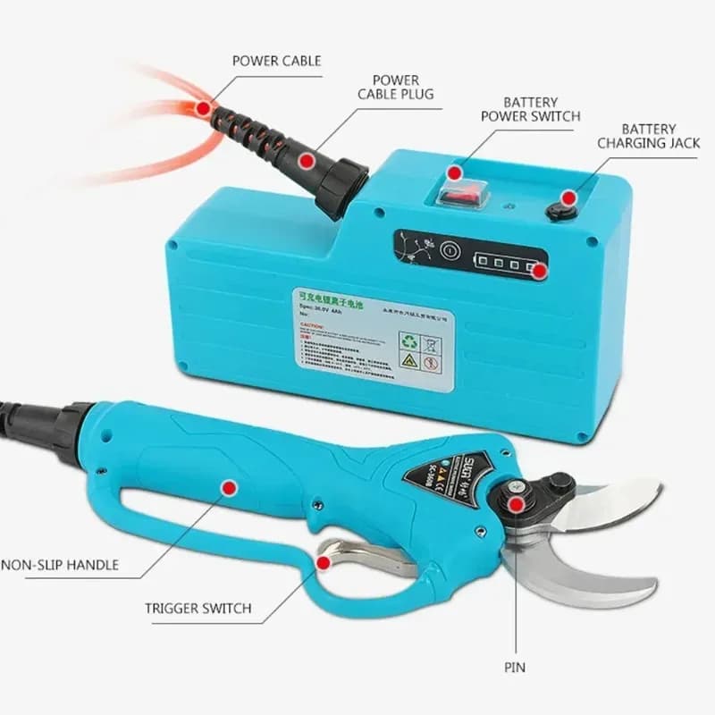 36V 4Ah 144Wh Electric Pruner Max 4cm Cut Lithium Pruning Shears For Fruit Tree Landscaping