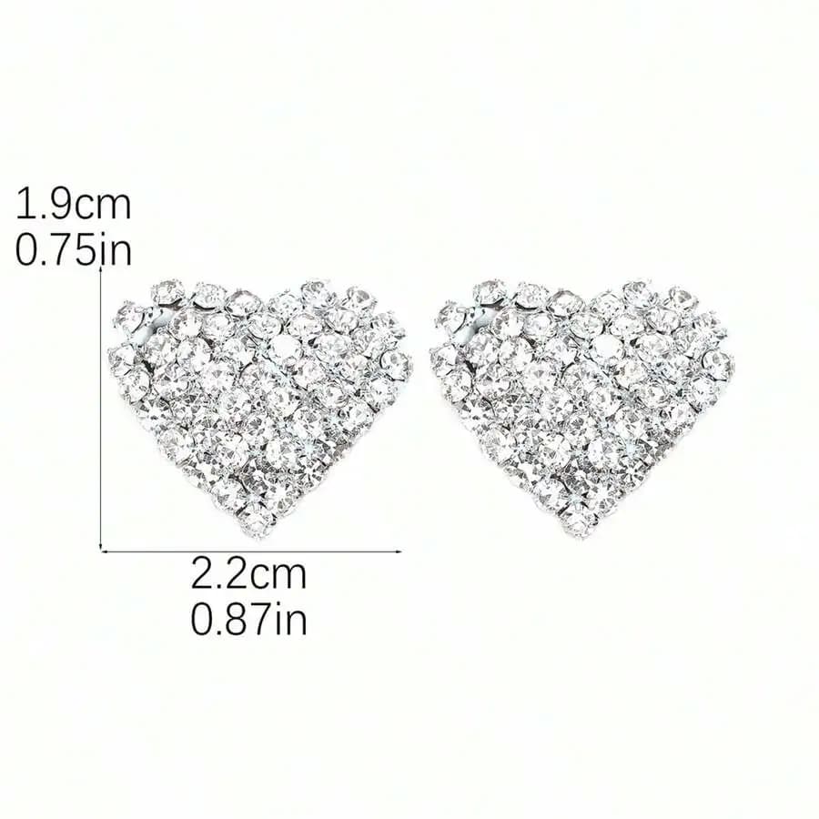 Heart Shape Crystal Stud Earrings For Women Fashion Jewelry Daily Wear Valentine Gift