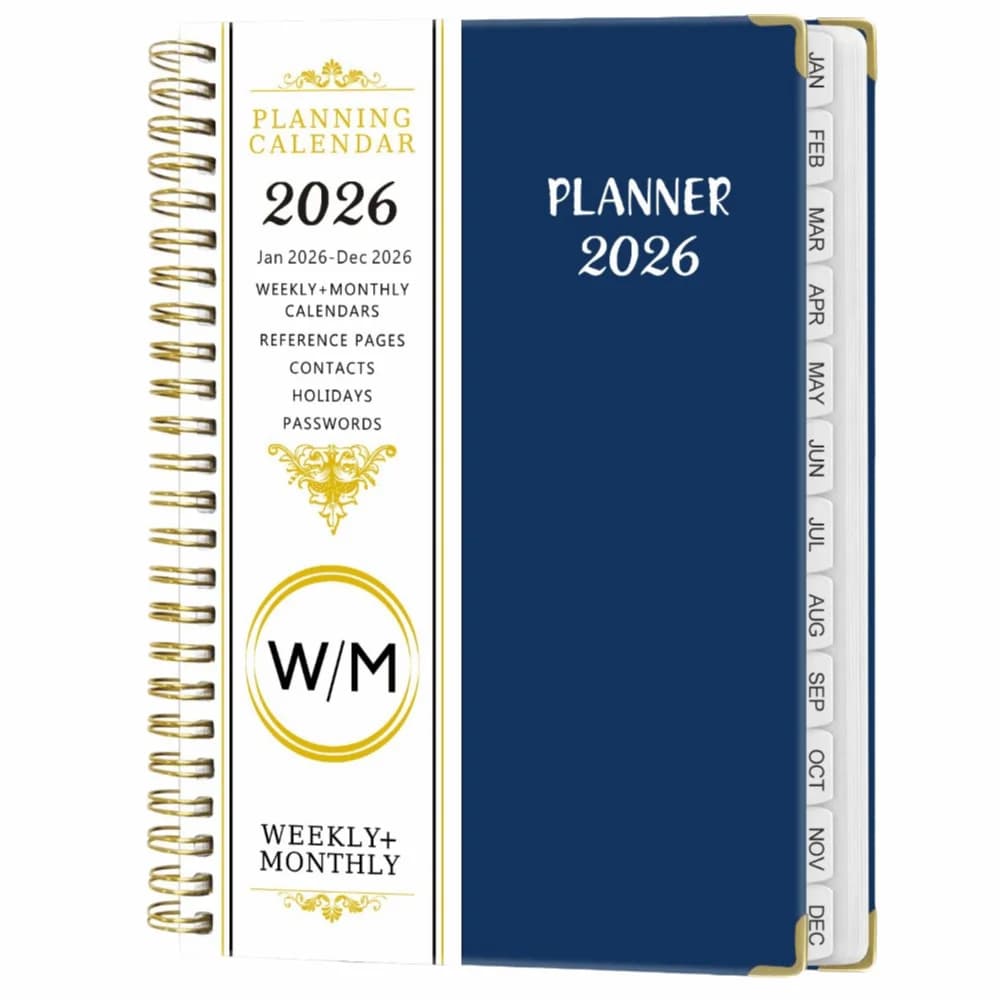 Agenda Annuale 2026, Quaderno Pianificatore con Rilegatura a Spirale, Formato A5, Diario per 365 Giorni, Planner per Ufficio e Lavoro