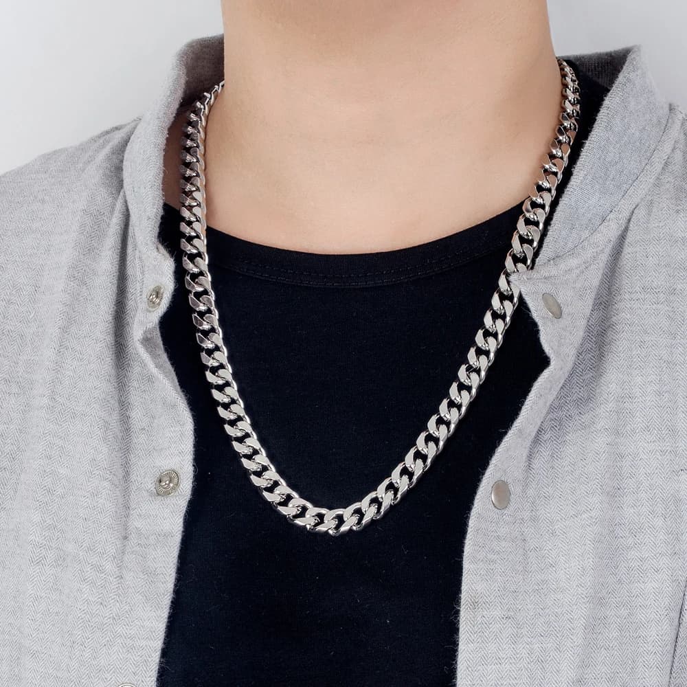 925 Sterling Silver Punk Curb Cuban Necklace 10mm Long Chain Hip Hop Fashion Choker Fine Jewelry for Valentine's Day Gift