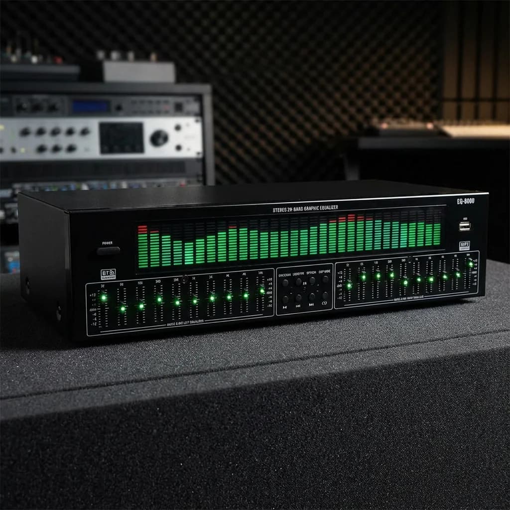 Preamplificatore decodificatore audio digitale professionale - Equalizzatore EQ Bluetooth 6.0, ingresso coassiale ottico e lettore musicale con chiavetta USB