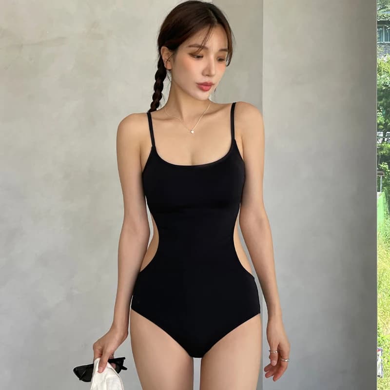 Costume da bagno intero sexy con copricostume, modellante, stile coreano, da donna, sensuale, con imbottitura fissa sul petto, casual