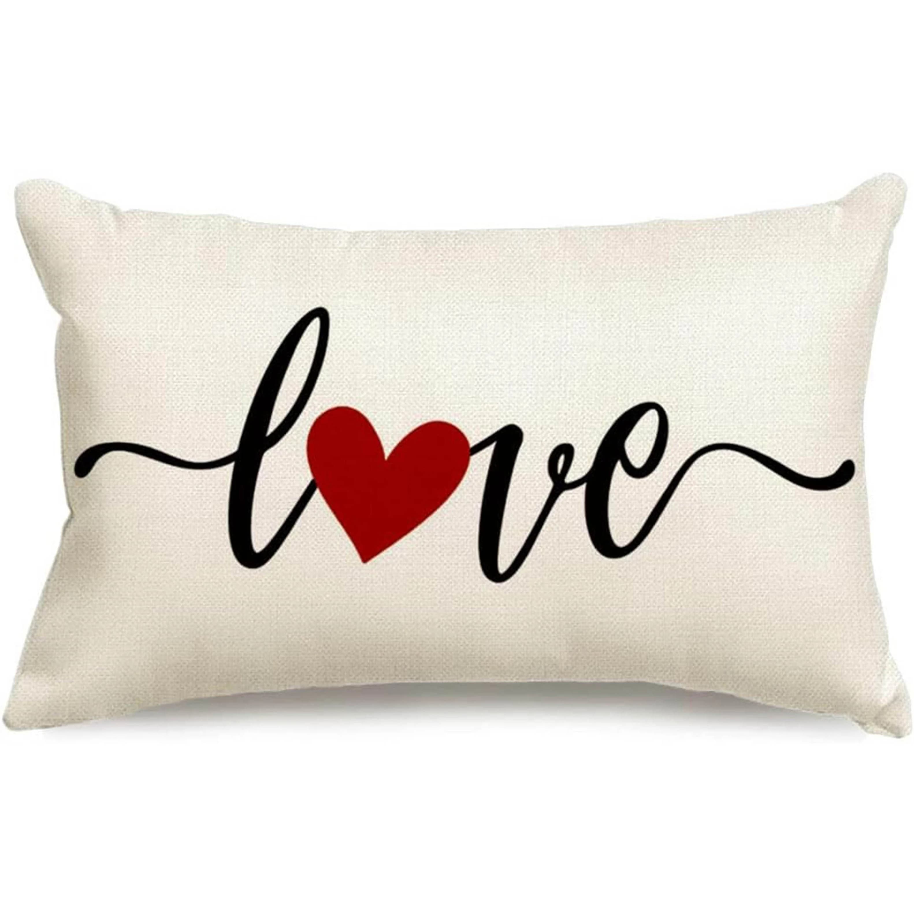 1 fodera per cuscino lombare a tema LOVE Heart, adatta per divano, camera da letto, soggiorno, ufficio, crea facilmente un'atmosfera romantica