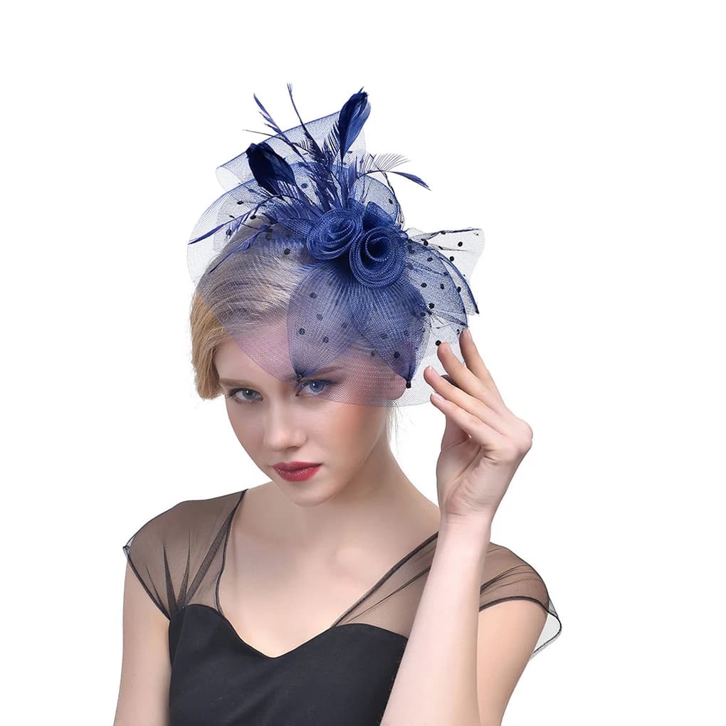 Tea Party Women's Copricapo Wedding Fascinator in Network Cylinder Hat for Girls Hat with Hair Clasp