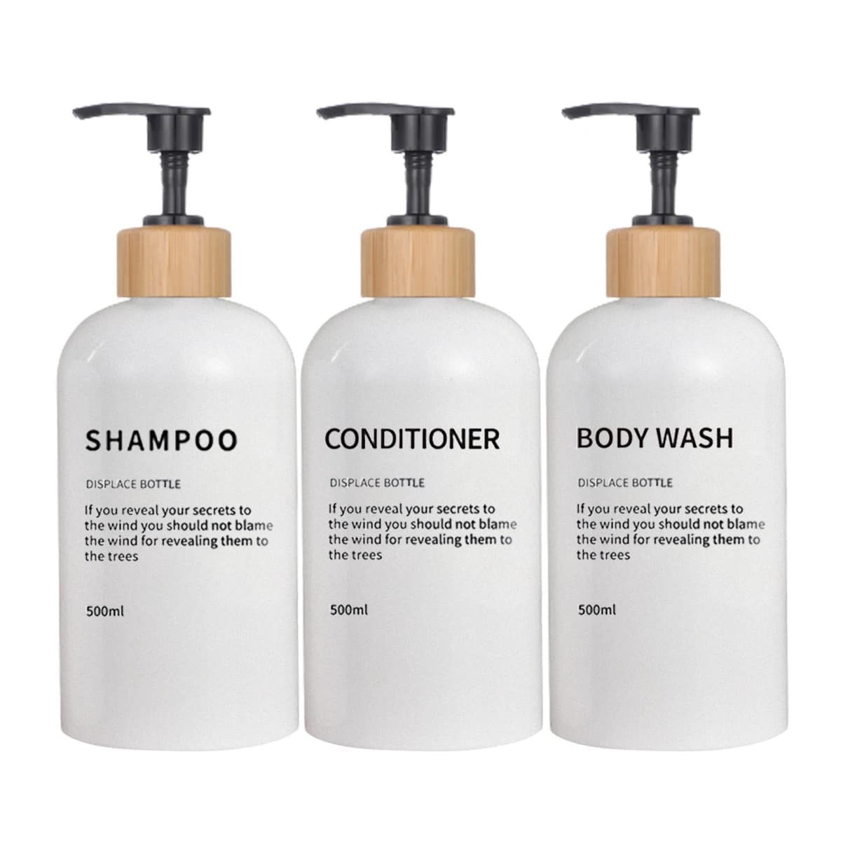 Confezione da 3 dispenser per sapone, shampoo e balsamo, per il lavaggio del corpo, bottiglie per doccia, bottiglia dispenser per lozione ricaricabile