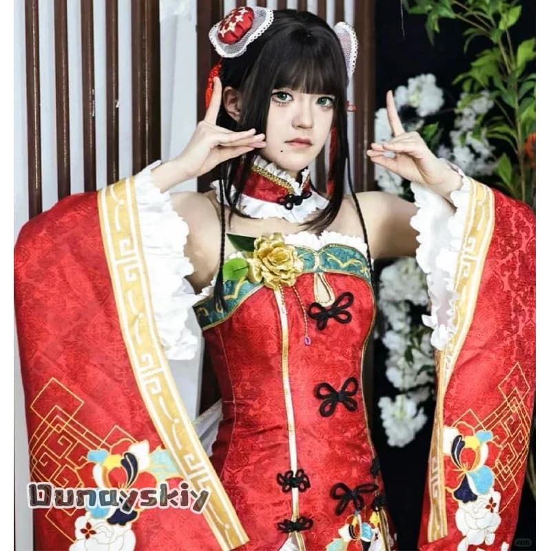 Amanda Cos*Kurosawa Dia Cosplay Anime Game LoveLive! Sunshine!! Costume in stile cinese, abito Qipao con spalle scoperte, motivo vintage